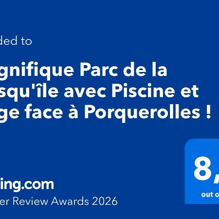 Hyeres, Magnifique Parc De La Presqu'ile Avec Piscine Et Face A Porquerolles ! Lejlighed Hyères